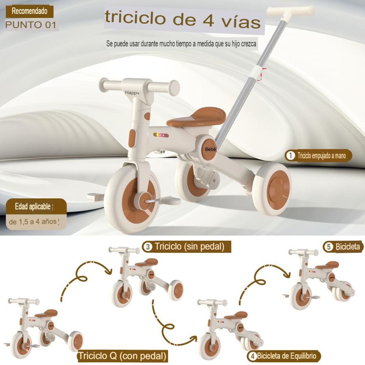 JUGUETERIA ESTELAR - Triciclo Evolutivo 4 en 1 Rojo