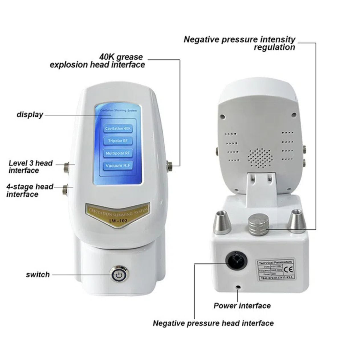 MUNDO MAGIA - Maquina Cavitación 40k Radiofrecuencia 4 En 1 Color Blanco