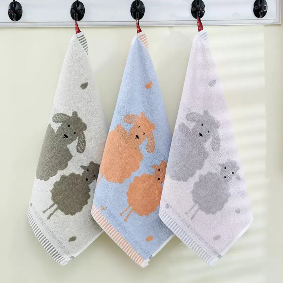 HOMEY - Pack De 3 Toallas De Poliester, Diseño de Ovejitas 35x75 Clor Surtido