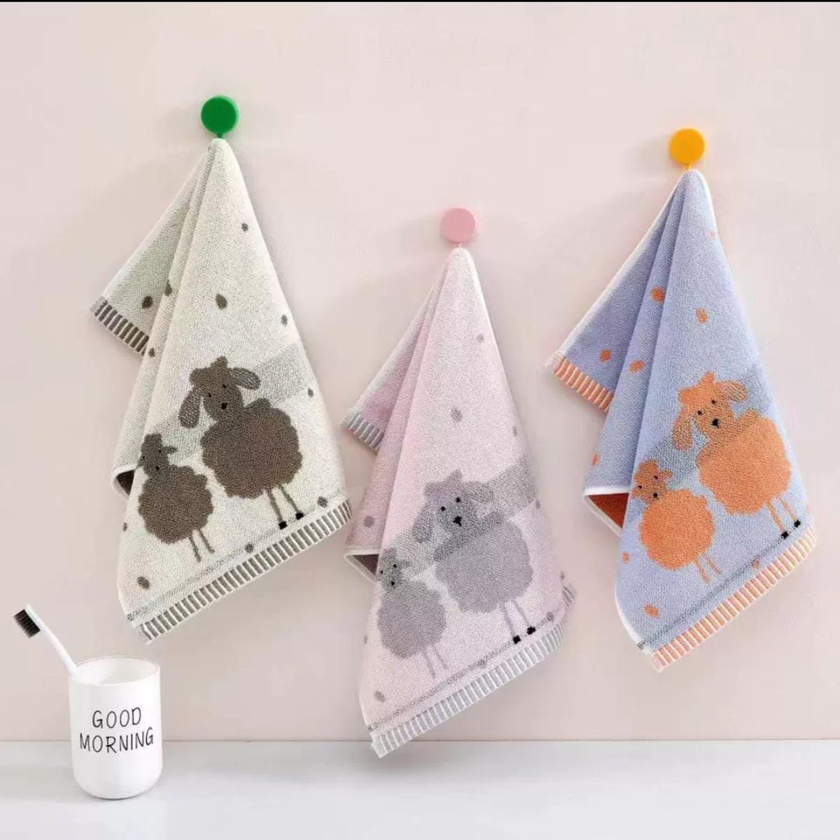 HOMEY - Pack De 3 Toallas De Poliester, Diseño de Ovejitas 35x75 Clor Surtido