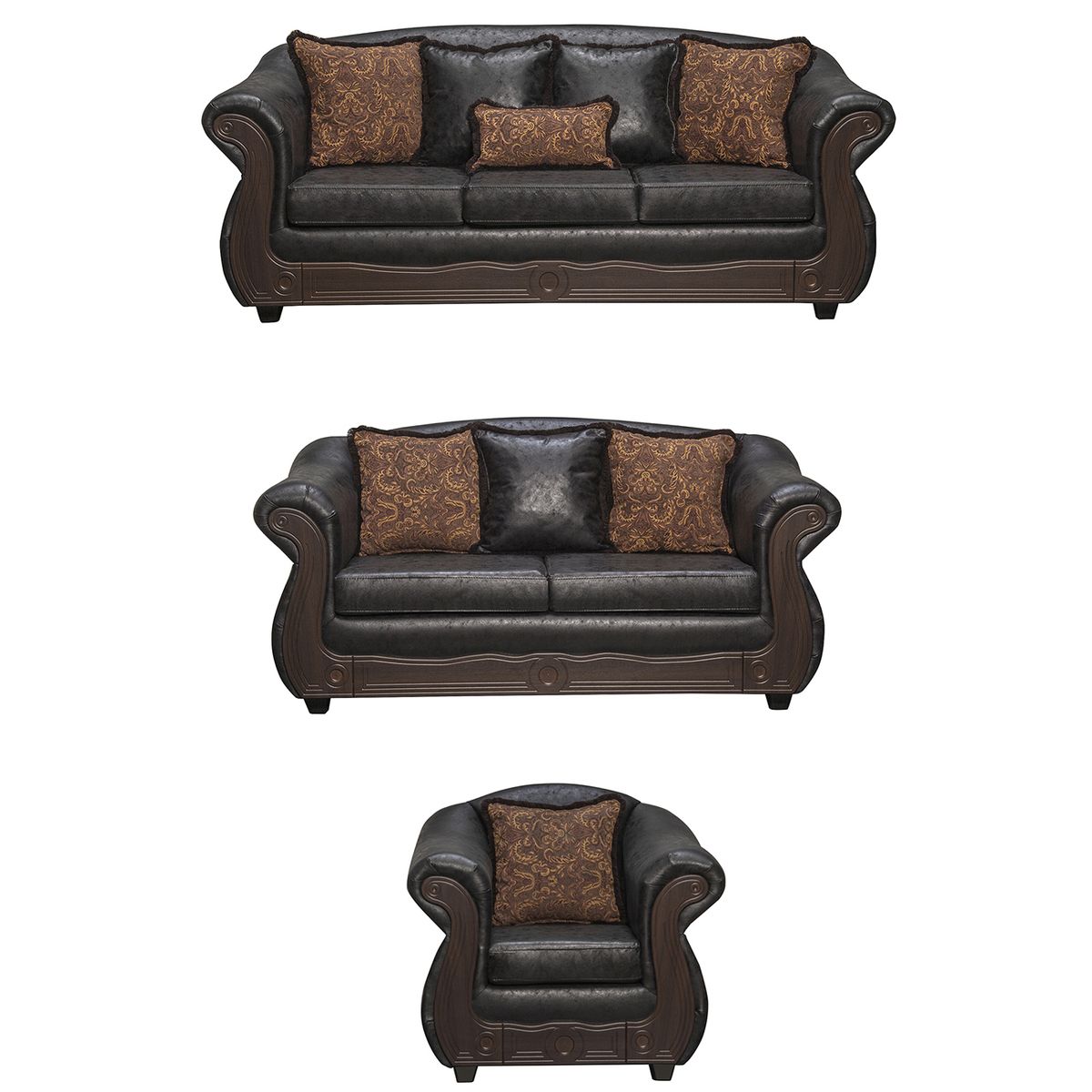 BLACK FACTORY - Juego de Living 3 2 1 Estambul Negro