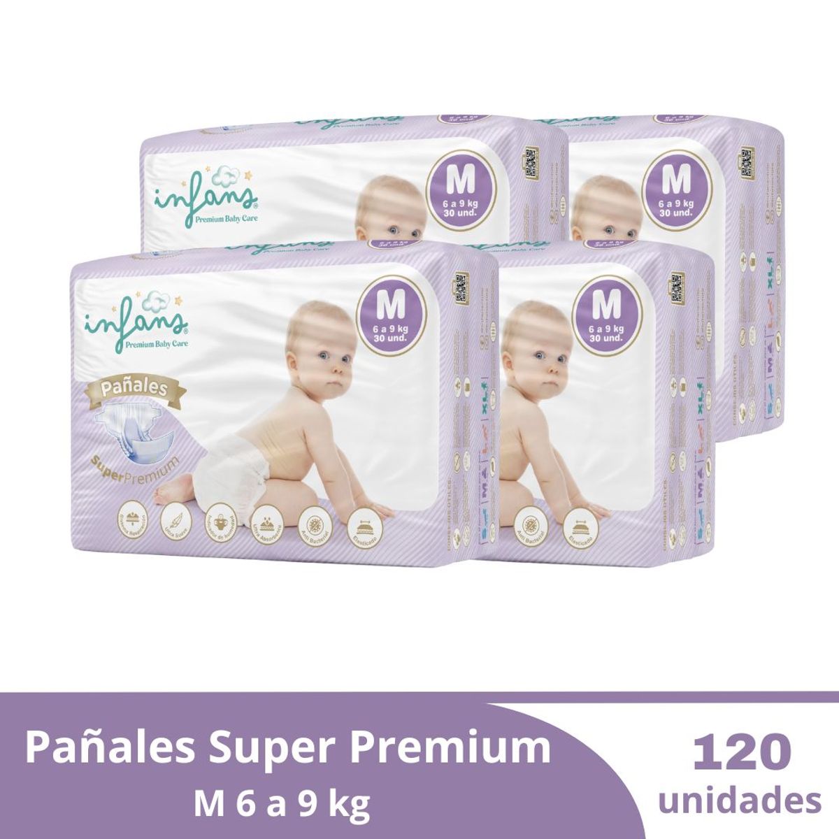 GENERICO - Pañales INFANS Premium Baby Care Talla M 120 Unidades