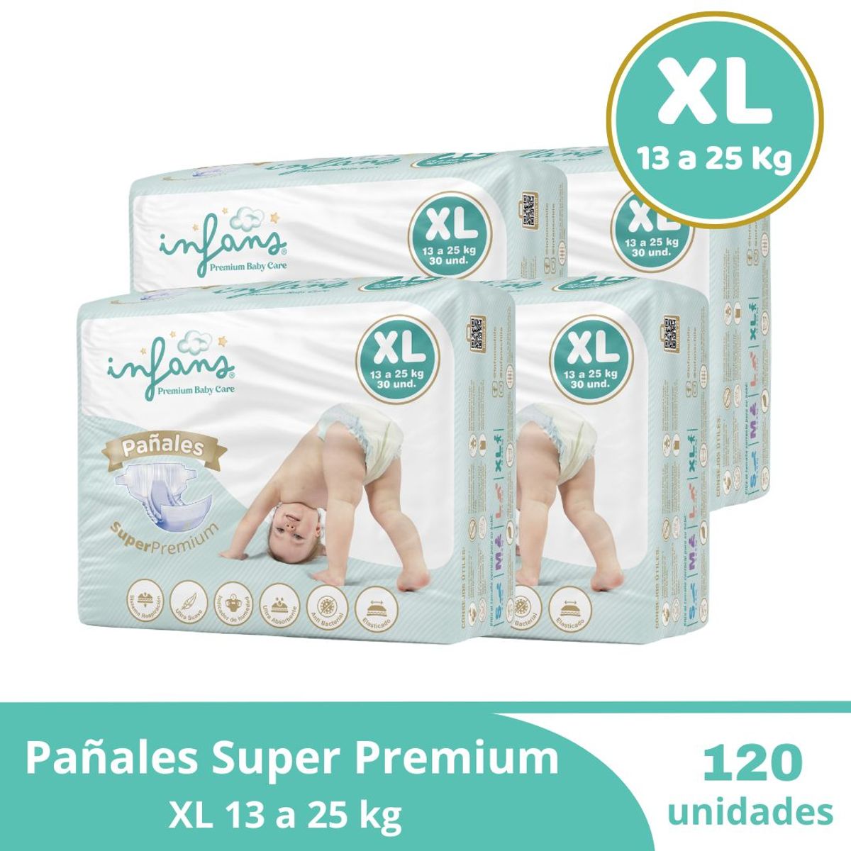 GENERICO - Pañal Desechable Super Premium XL INFANS 120 UND