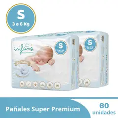 INFANS - Pañales Premium Baby Care Talla S 60 Unidades