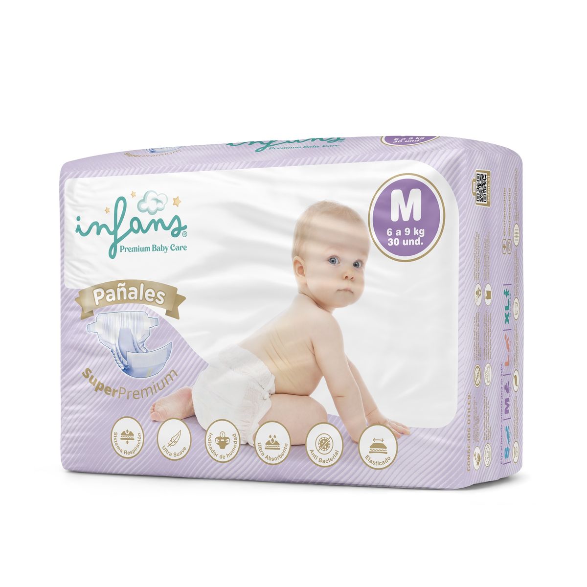 GENERICO - Pañales INFANS Premium Baby Care Talla M 60 Unidades