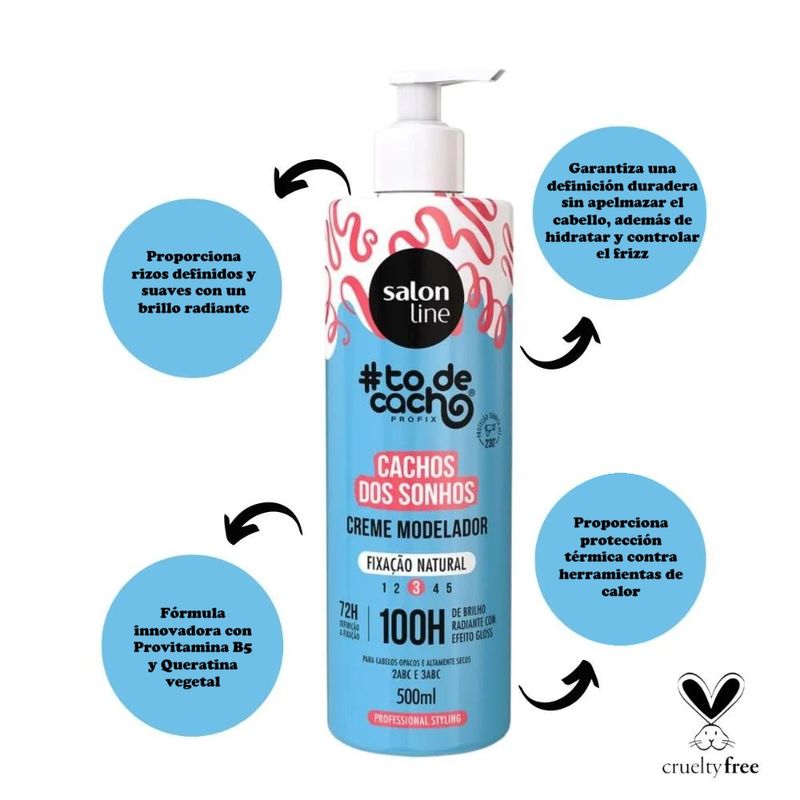 SALON LINE - CREMA MODELADORA CACHOS DOS SONHOS FIX NATURAL 500 ML SALON LINE