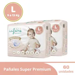 GENERICO - Pañales INFANS Premium Baby Care Talla L 60 Unidades