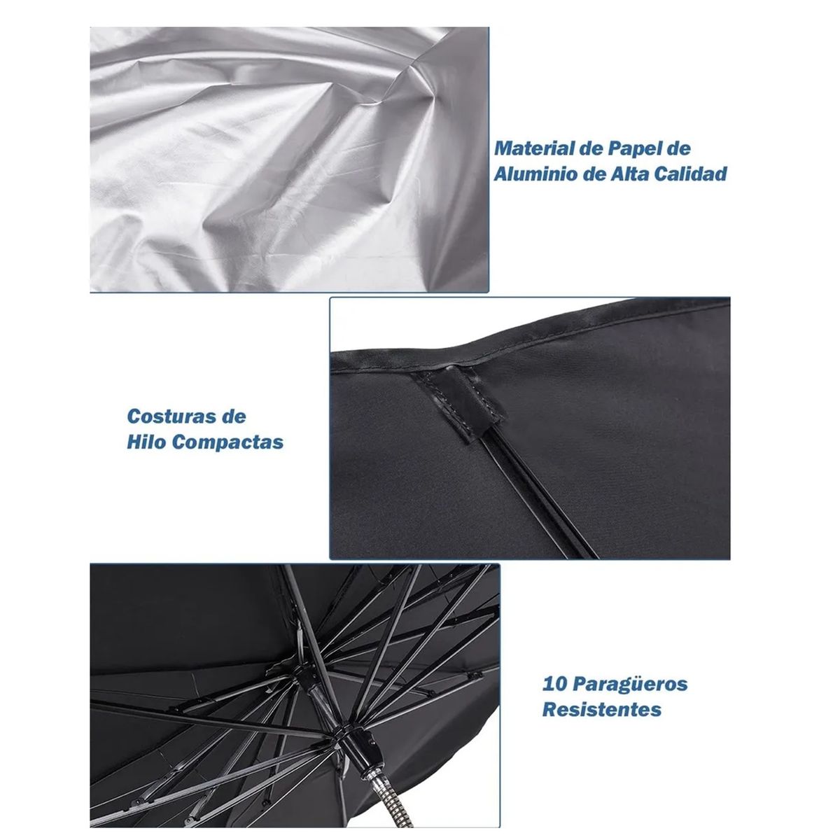 GENERICO - Quitasol Parasol Parabrisa Auto Tipo Sombrilla Cubre Sol