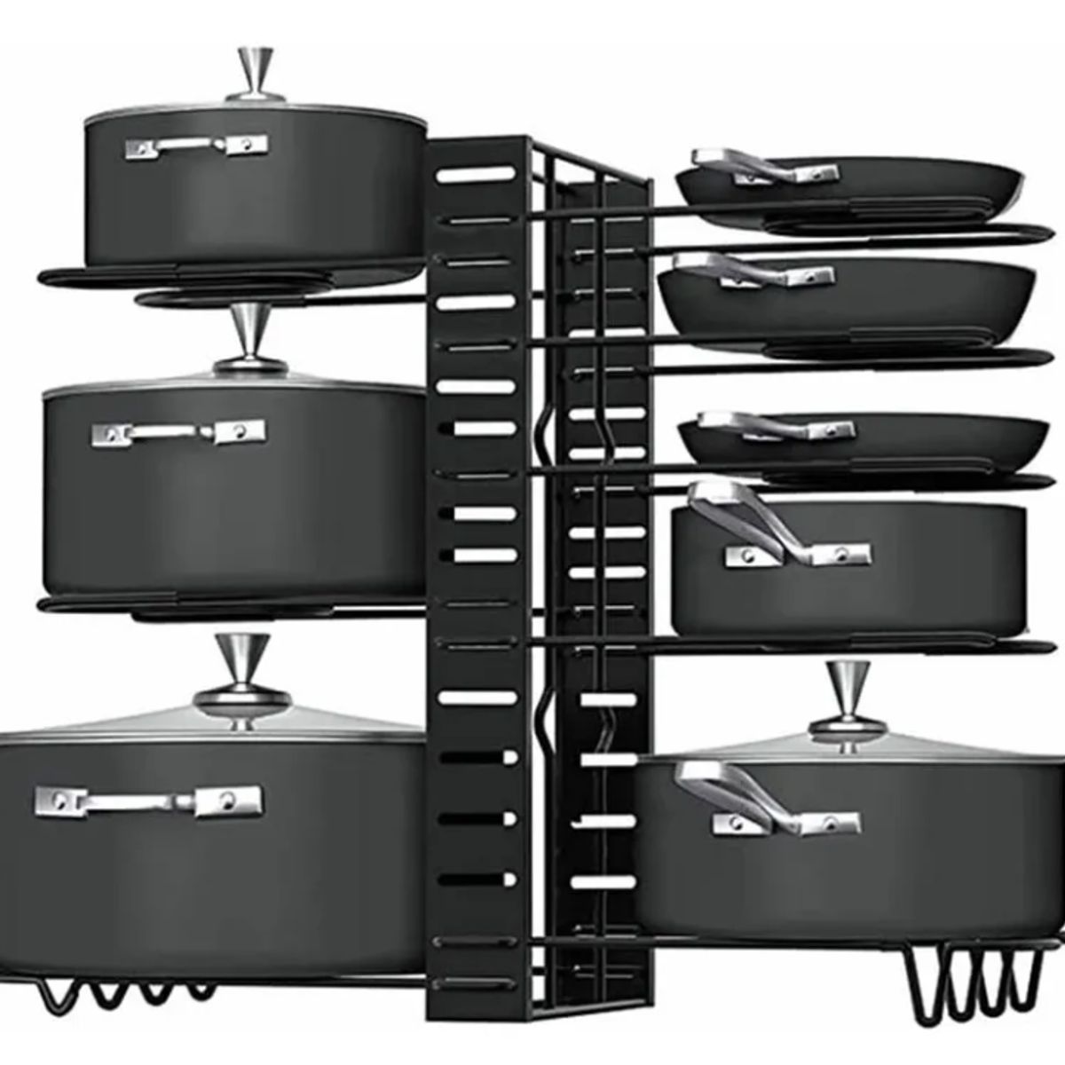 GENERICO - Organizador de Ollas y Sartenes de 8 Niveles Negro
