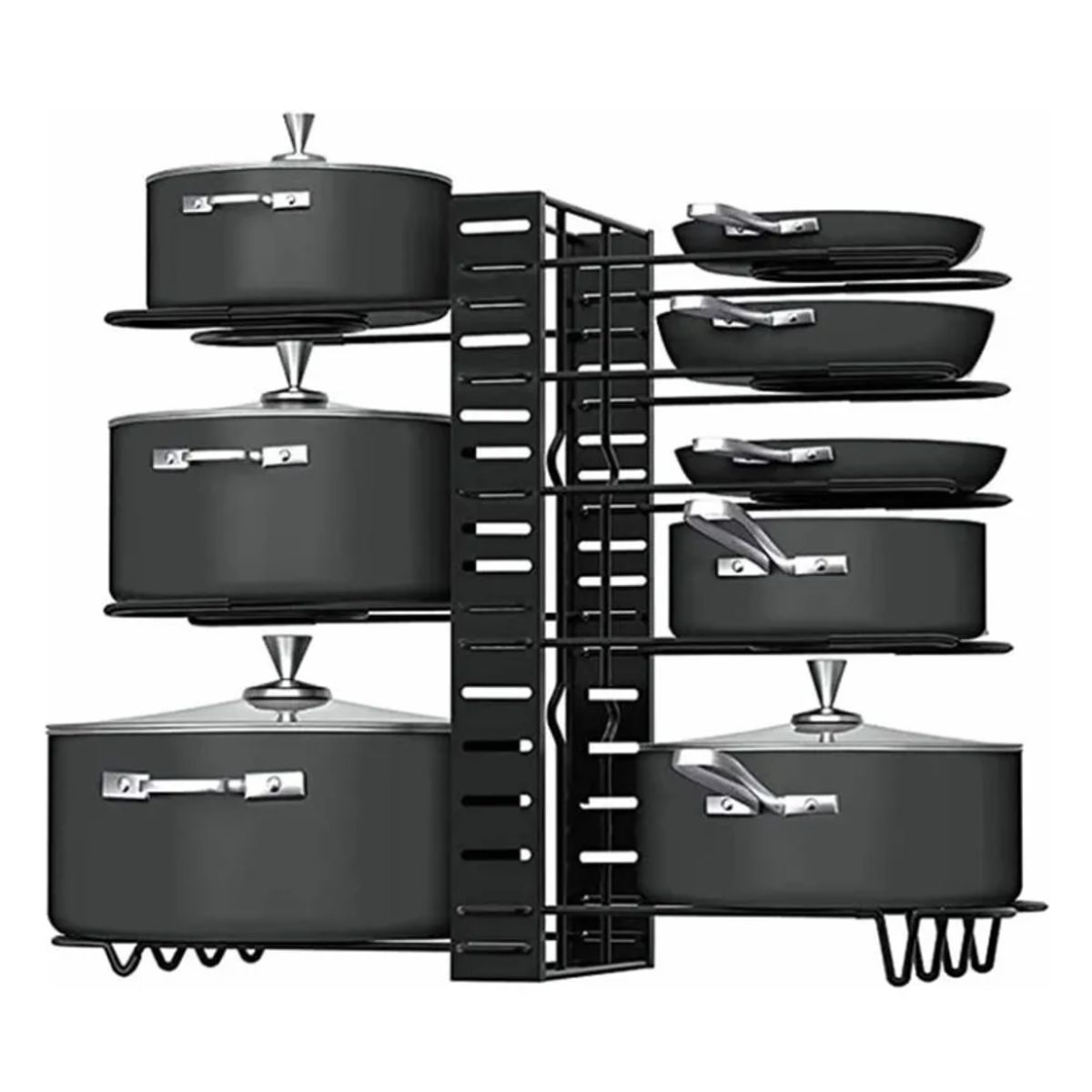 GENERICO - Organizador de Ollas y Sartenes de 8 Niveles Negro