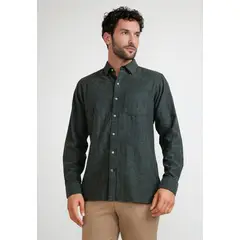 TRIAL - Camisa Franela Hombre Bernabeu Verde Oscuro