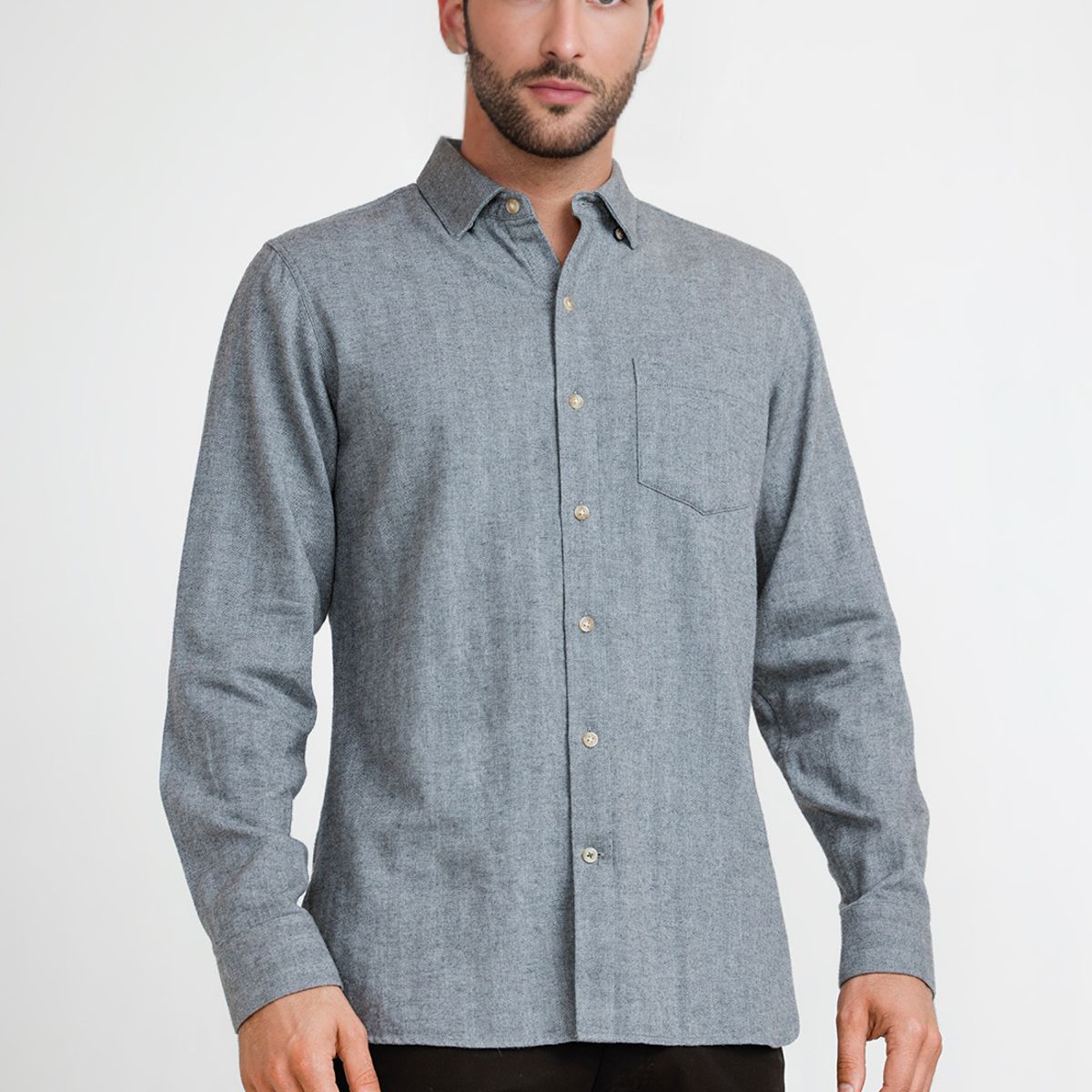 TRIAL - Camisa Franela Hombre Bernabeu Gris