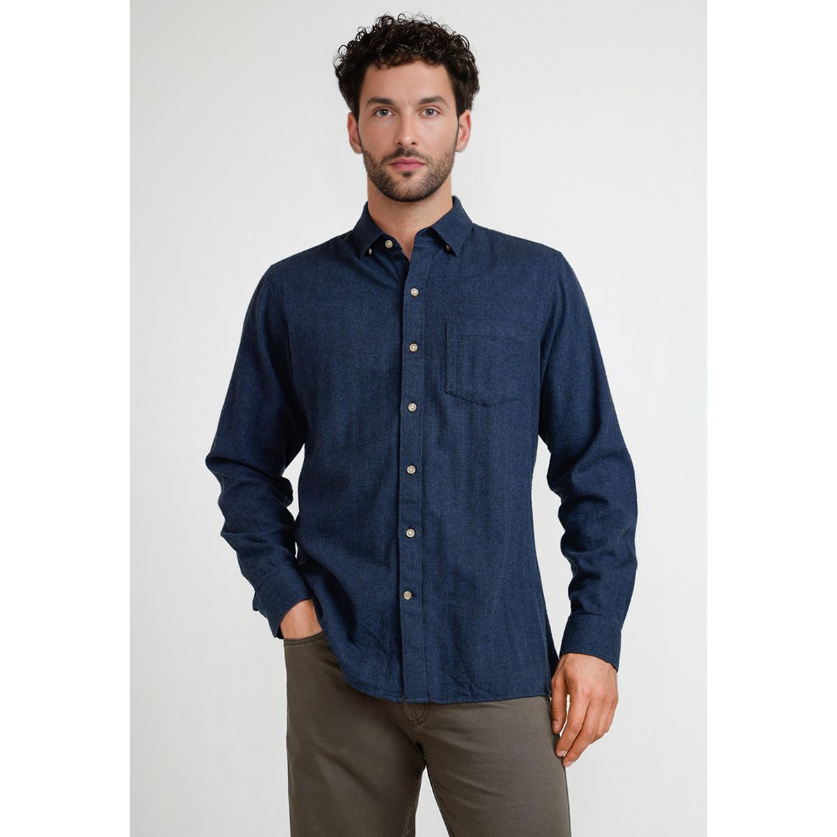 TRIAL - Camisa Franela Hombre Bernabeu Azul Marino