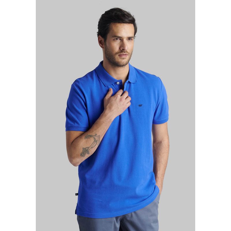 FEROUCH - Polera Pique Basica Azul Ferouch