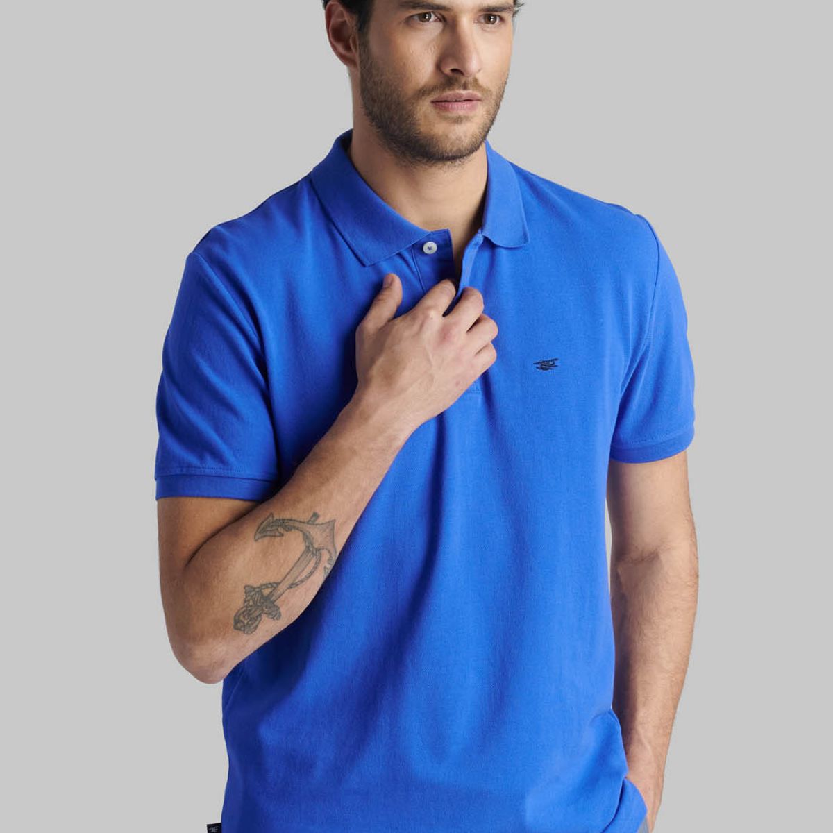 FEROUCH - Polera Pique Basica Azul Ferouch