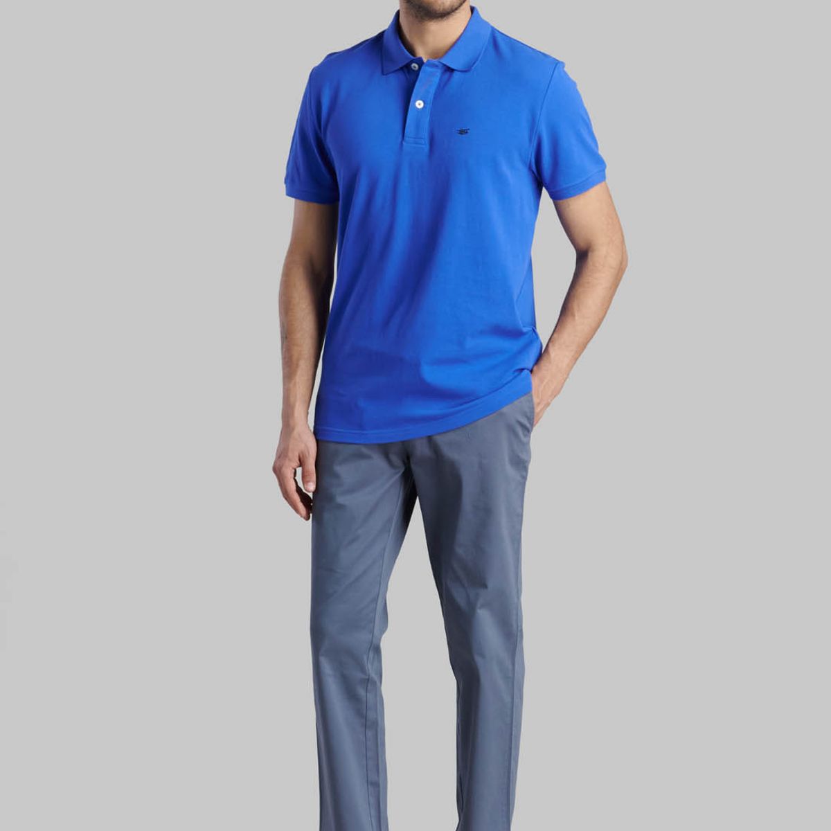 FEROUCH - Polera Pique Basica Azul Ferouch