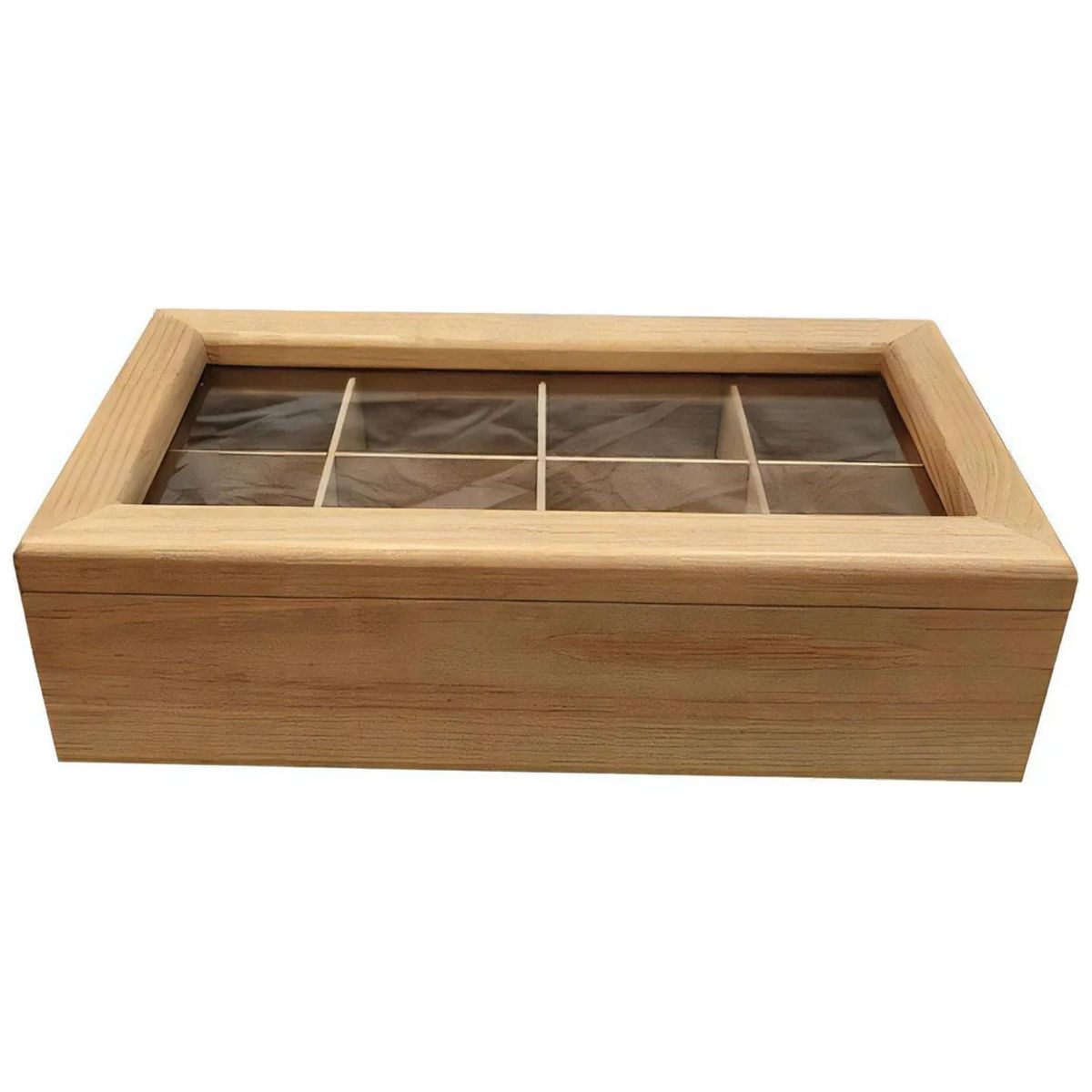 GENERICO - Caja Organizadora Bambu Bolsa De Te Y Cafe 8 Compartimientos