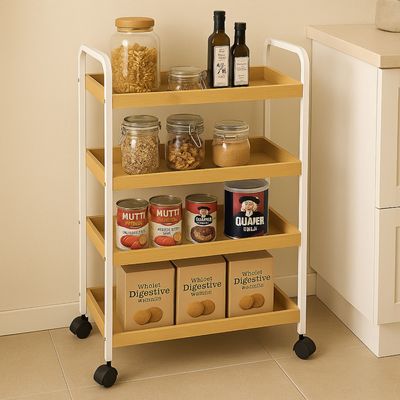 Imagen 2 del producto Estante Almacenamiento Con 4 Niveles De Madera Con Ruedas