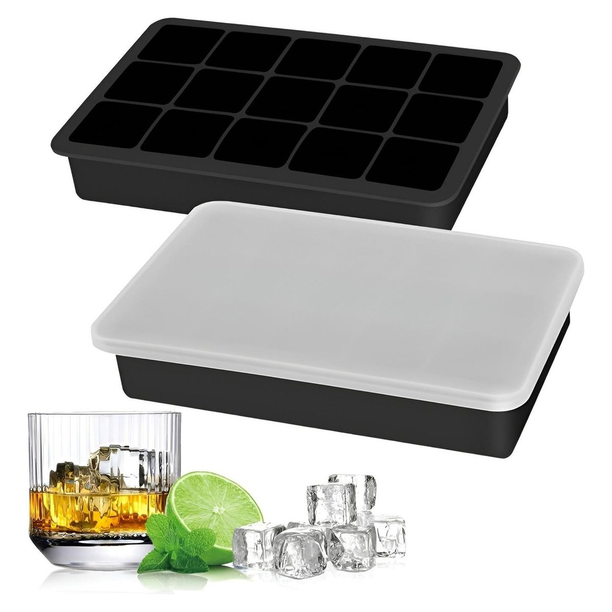 PASTELERIUSCL - Cubetas Silicona Cubetera Silicona Cubetas Hielo Ctapa Hielera Silicona Cubeta Para Hielo de Cubo15c