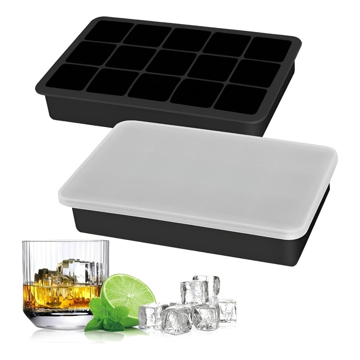 PASTELERIUSCL - Cubetas Silicona Cubetera Silicona Cubetas Hielo Ctapa Hielera Silicona Cubeta Para Hielo de Cubo15c