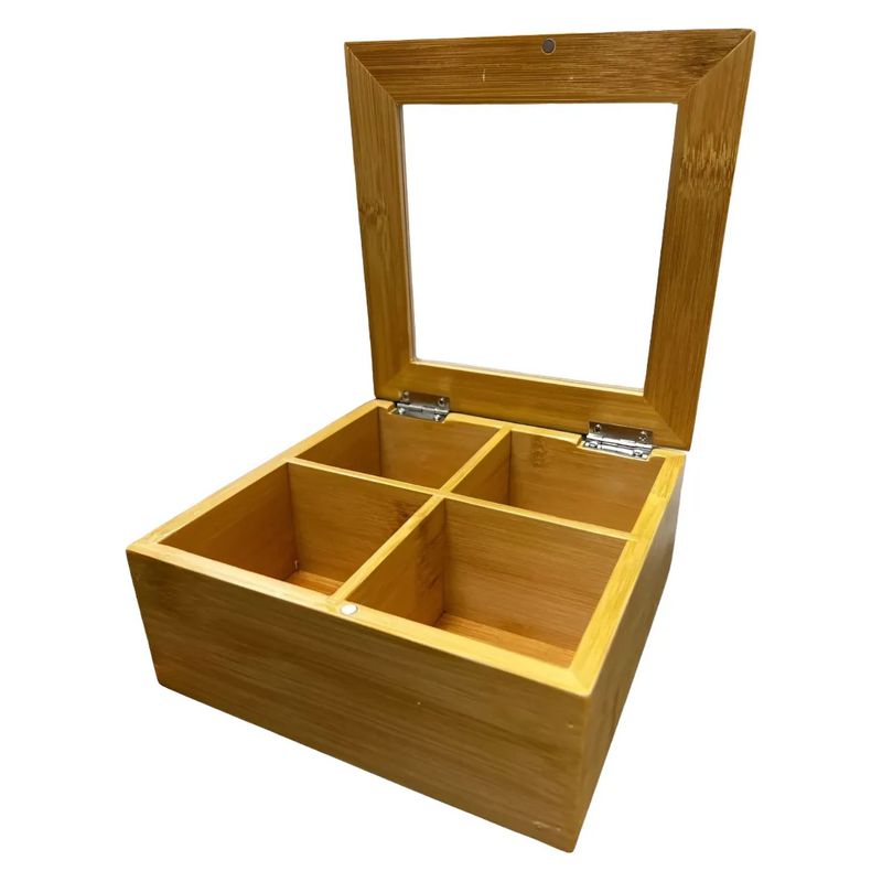 GENERICO - Caja Compartida Madera Sobres De Te 4 Divisiones 16x16 cm