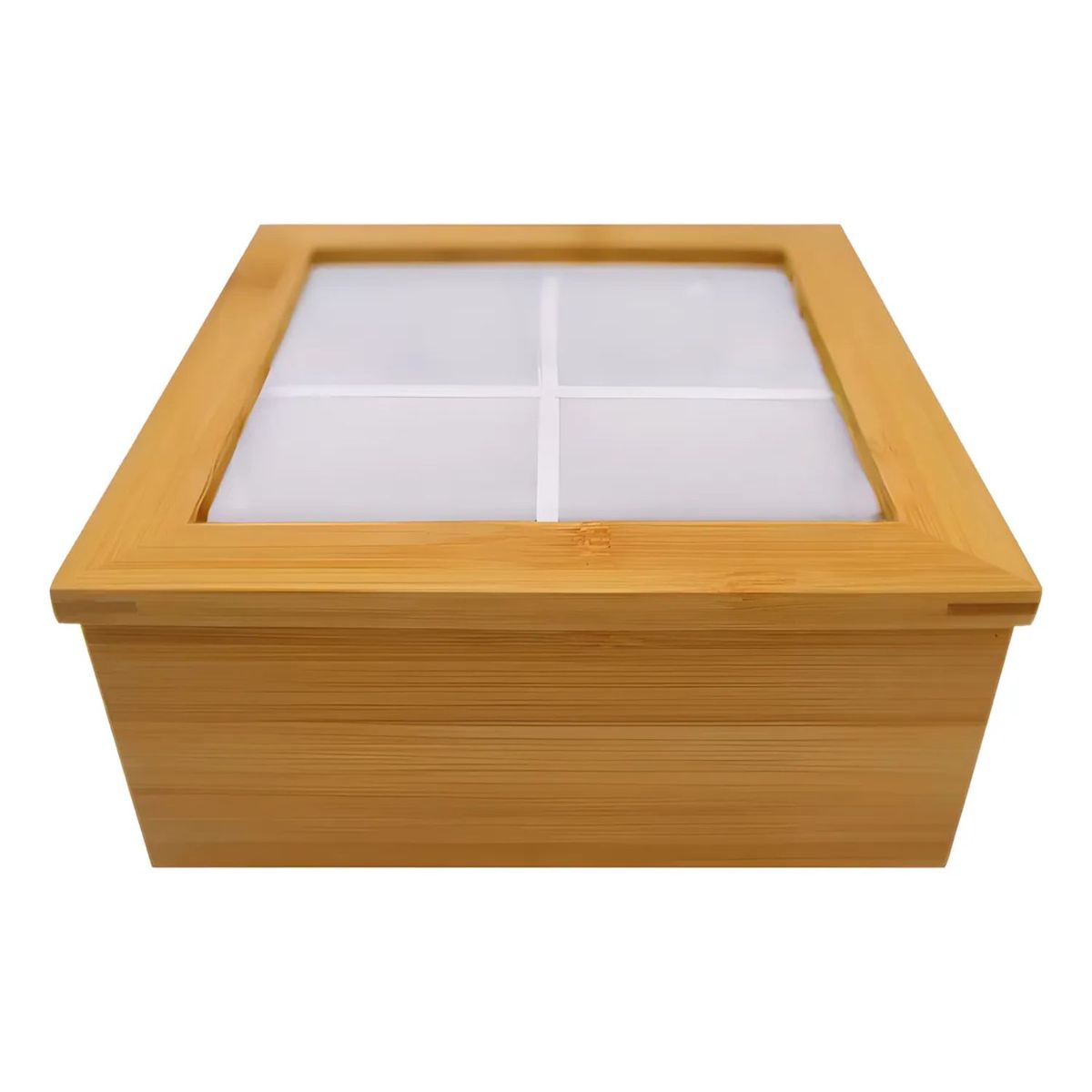 GENERICO - Caja Compartida Madera Sobres De Te 4 Divisiones 16x16cm