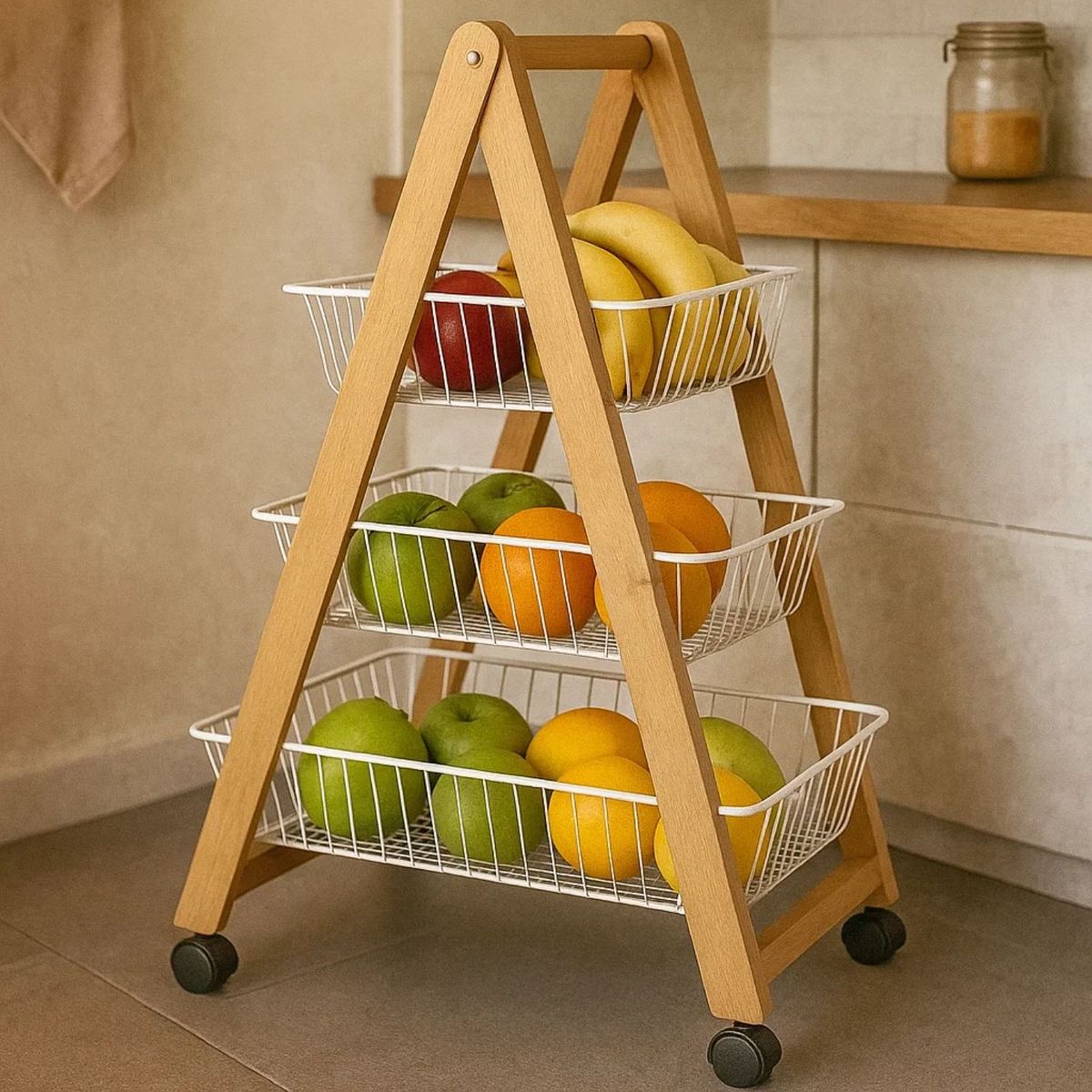 GENERICO - Carro Organizador 3 Niveles Con Canastos De Cocina Verdulero