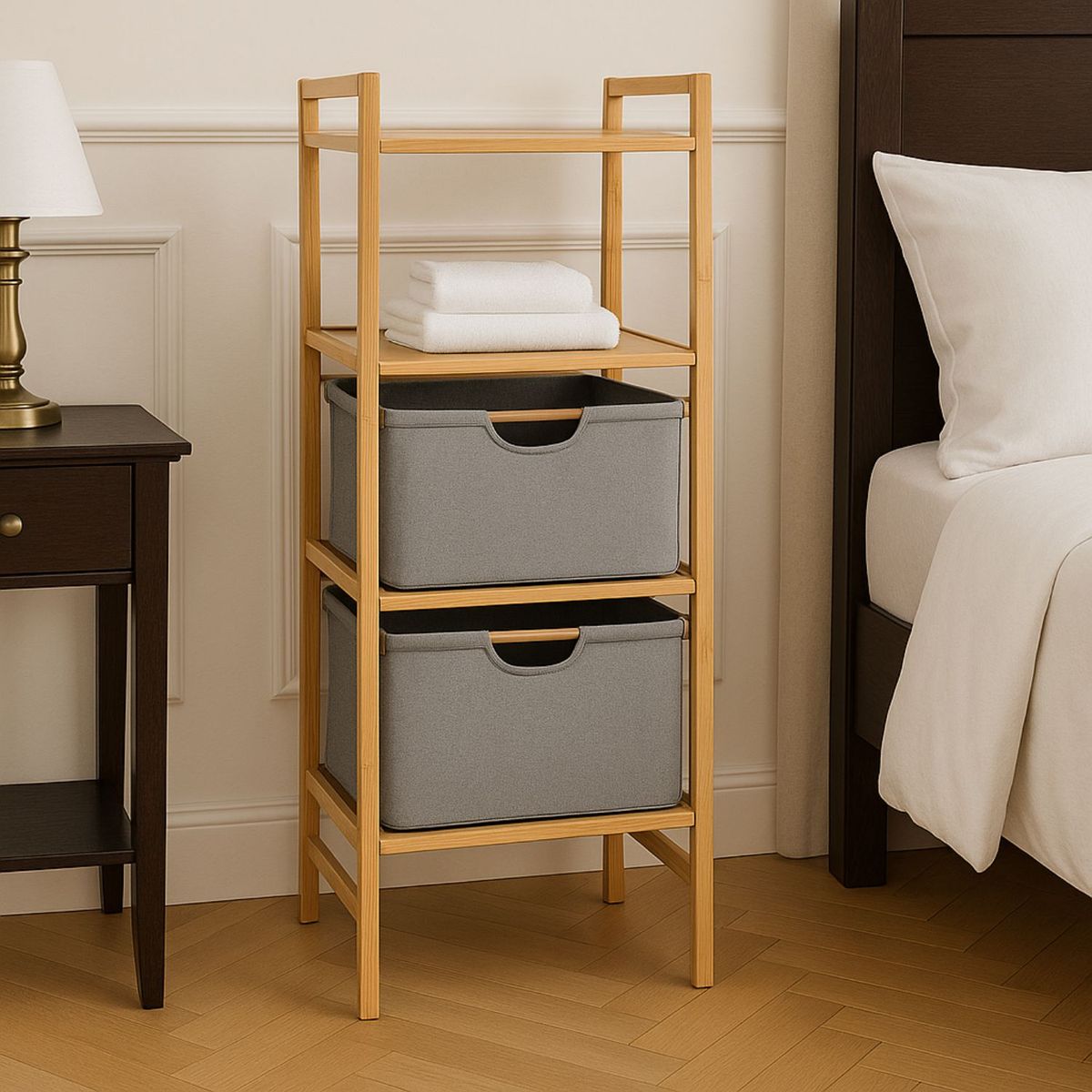 GENERICO - Estante Organizador Mueble Almacenamiento Con Cestas Gris