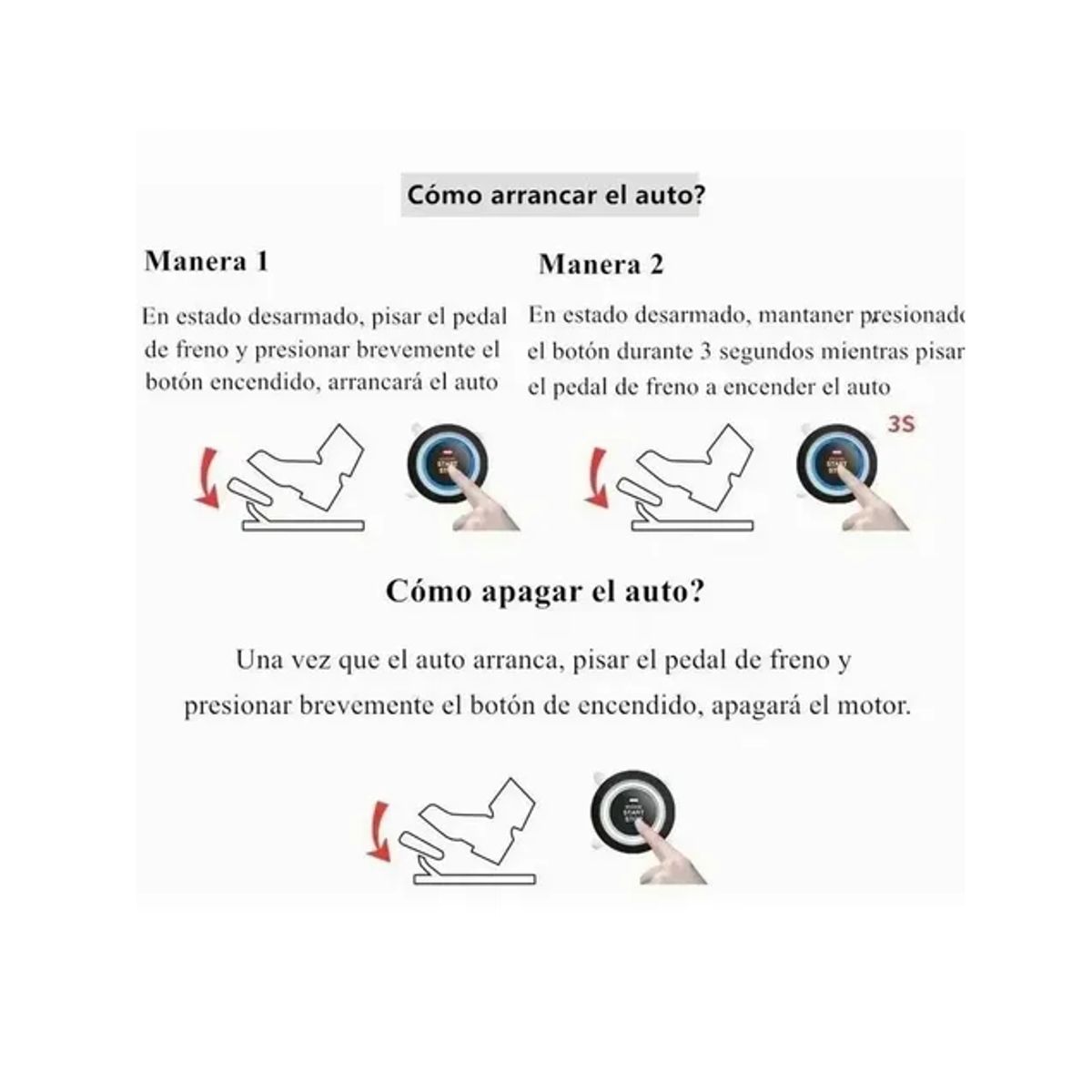 GENERICO - Boton Encendido Arranque Antirrobo Start Stop Para Autos