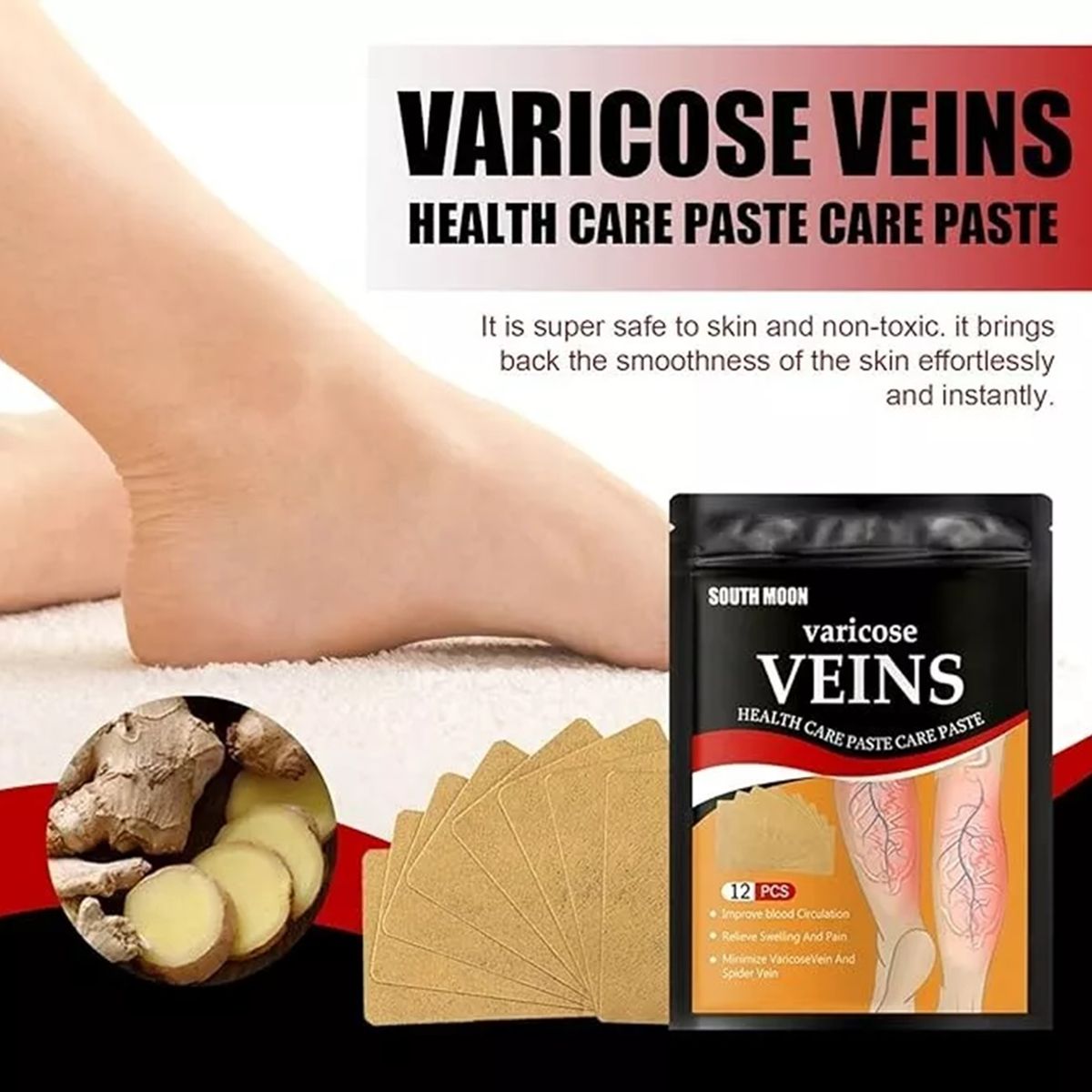 GENERICO - 12 Parche Pierna Para Tratamiento De Venas Varicosas Varices