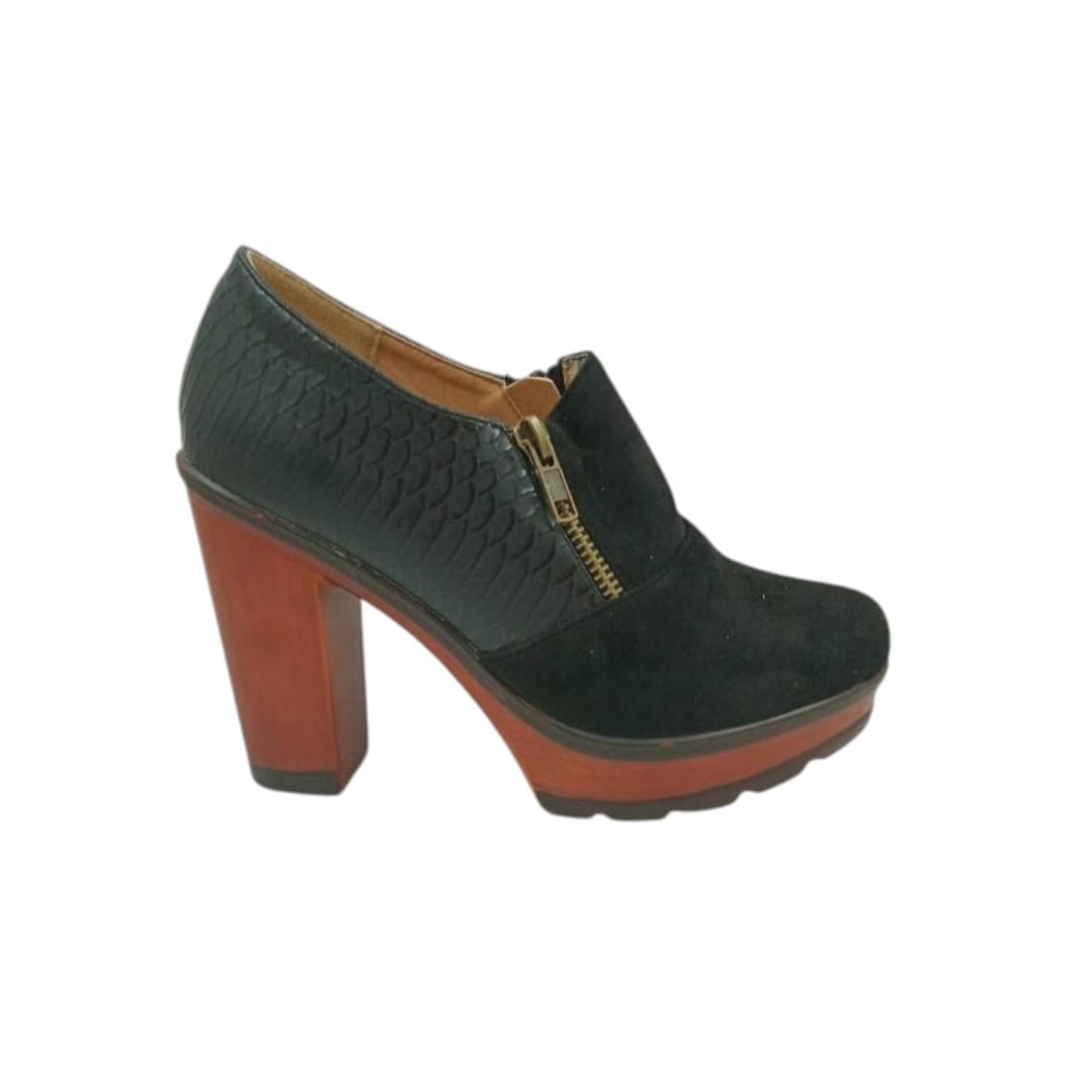 HERIEL - Zapato Negro Gamuza Taco Mujer