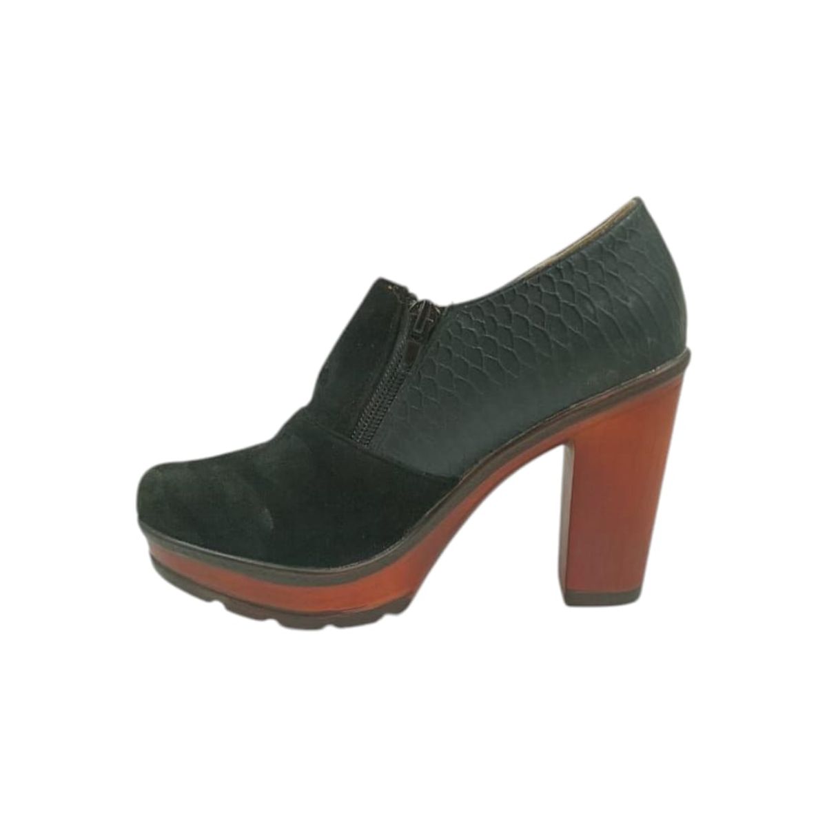 HERIEL - Zapato Negro Gamuza Taco Mujer