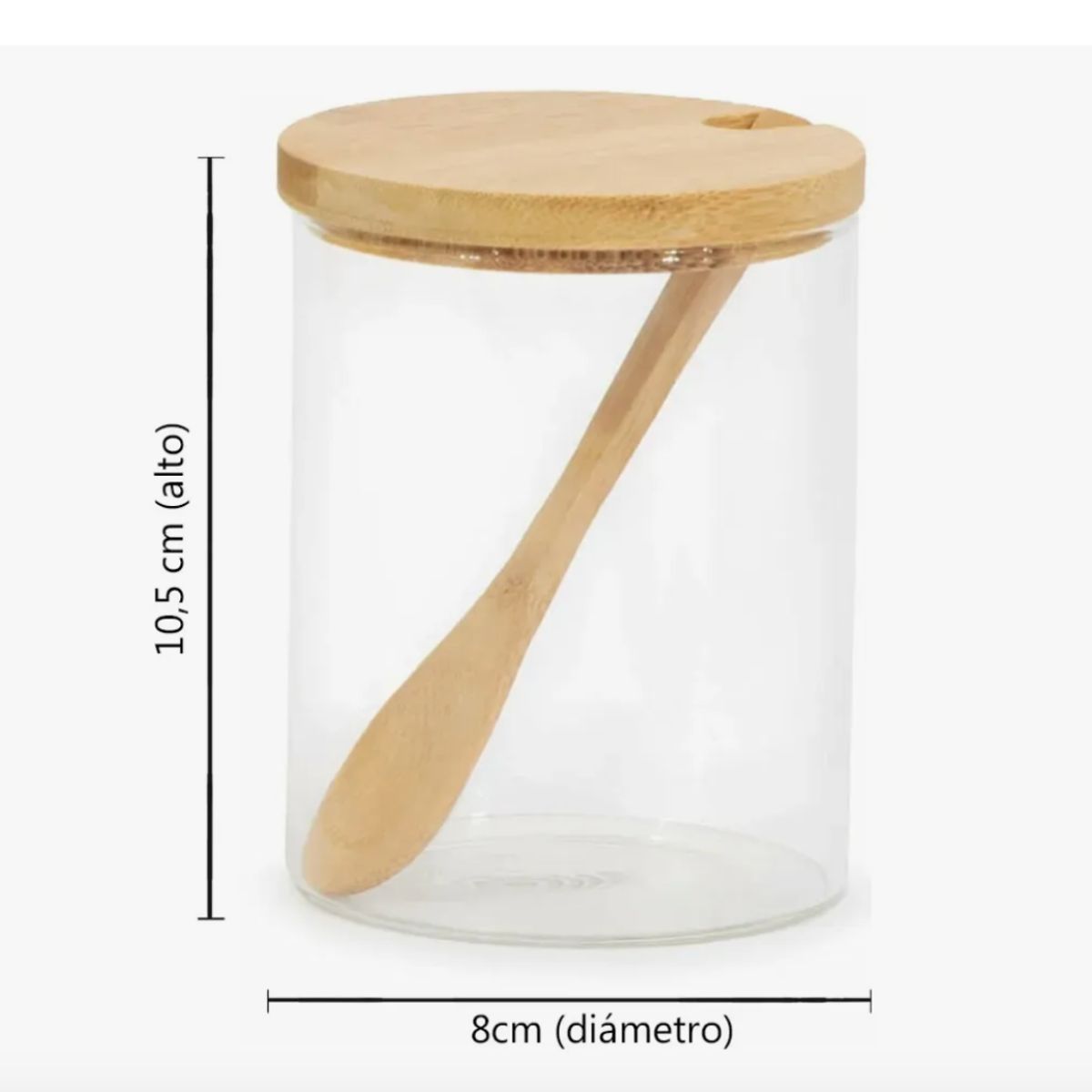 GENERICO - Frasco de Vidrio con Tapa y Cuchara Bambu 380 Ml