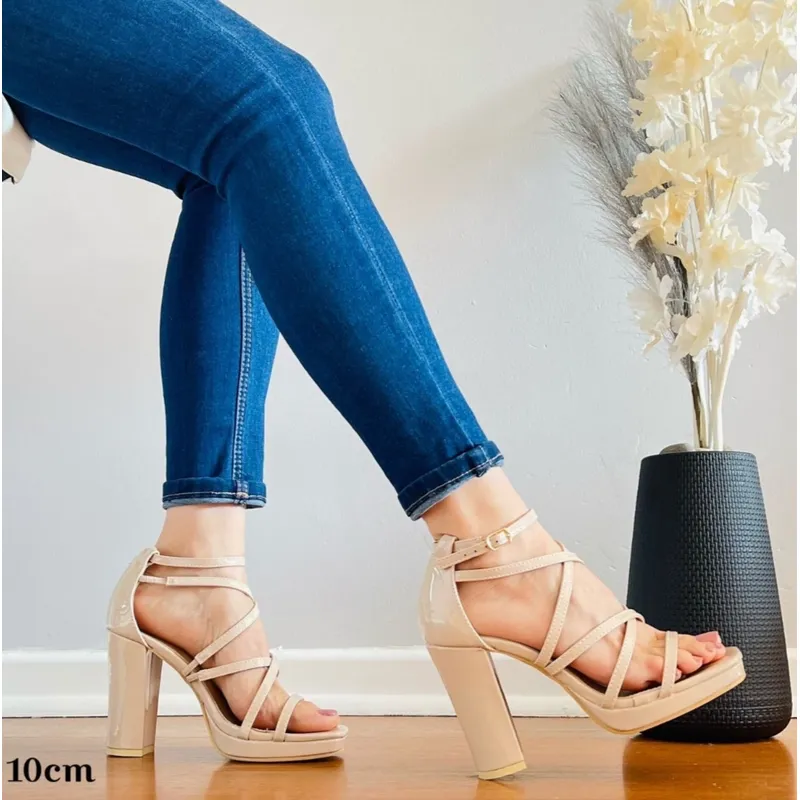 SNOOPY - Sandalias Color Nude Mujer Taco Alto  M500