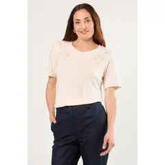 MA GRIFFE - Polera Manga Corta Mujer Blanco Magriffe