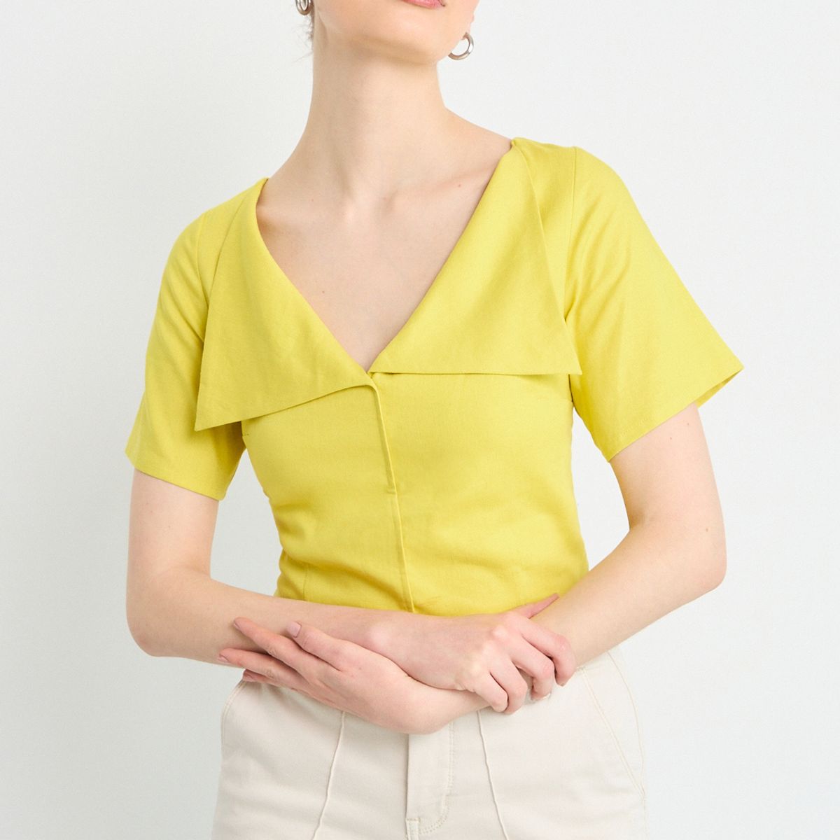 IO - Blusas Manga Corta Mujer Amarillo Io