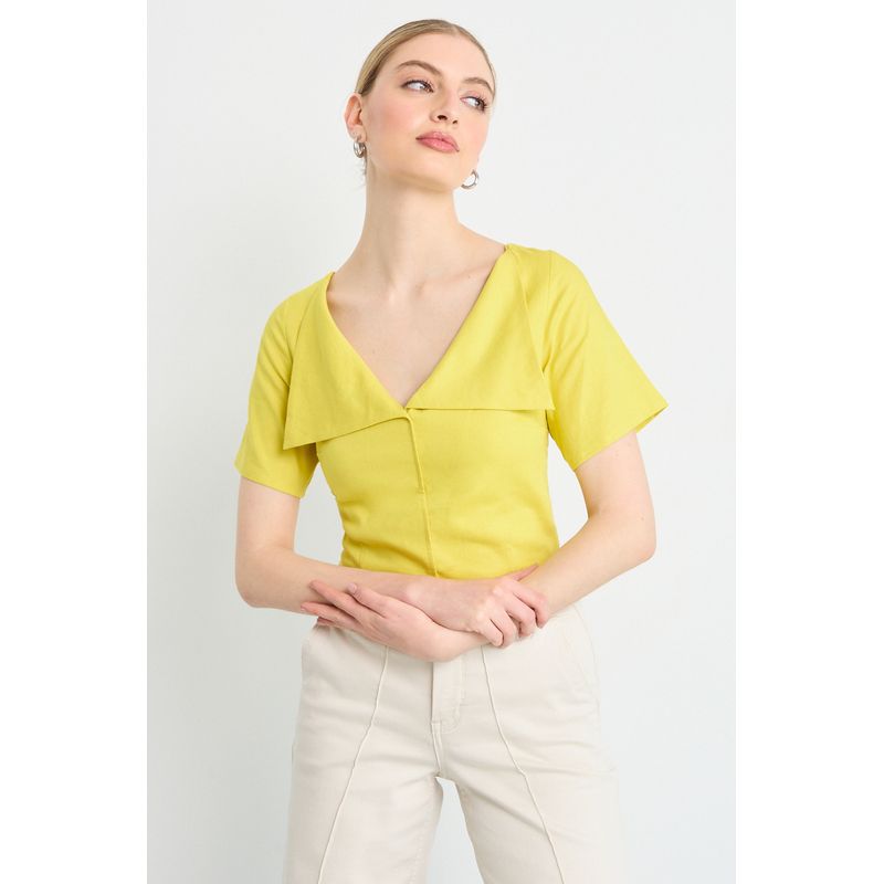 IO - Blusas Manga Corta Mujer Amarillo Io