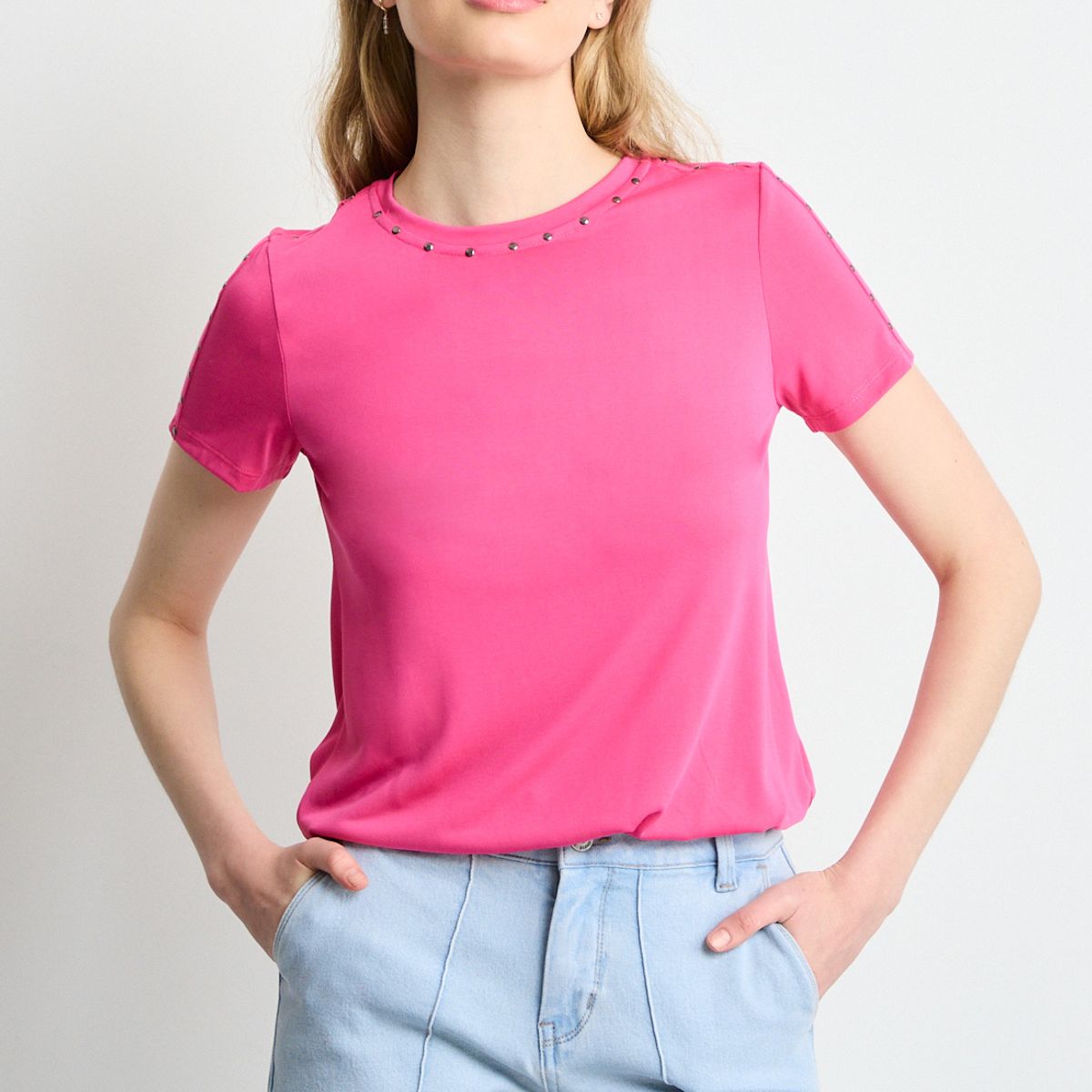 IO - Polera Manga Corta Mujer Fucsia Io