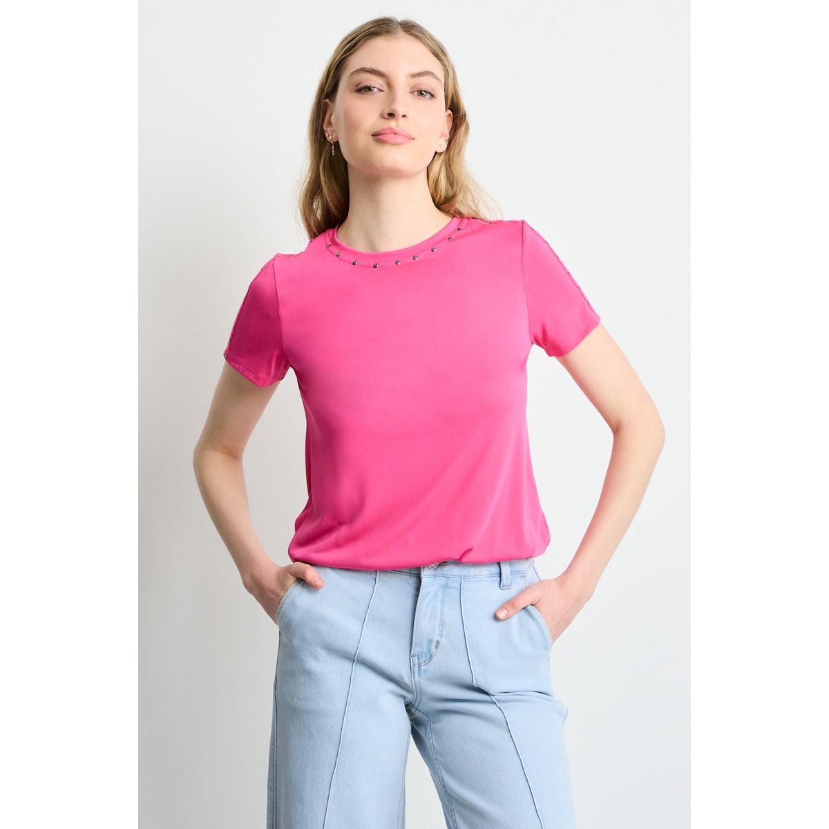 IO - Polera Manga Corta Mujer Fucsia Io