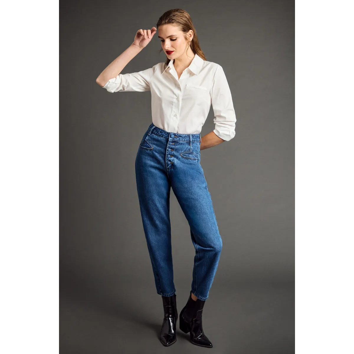 IO - Jeans Mom Mujer Azul Marino IO