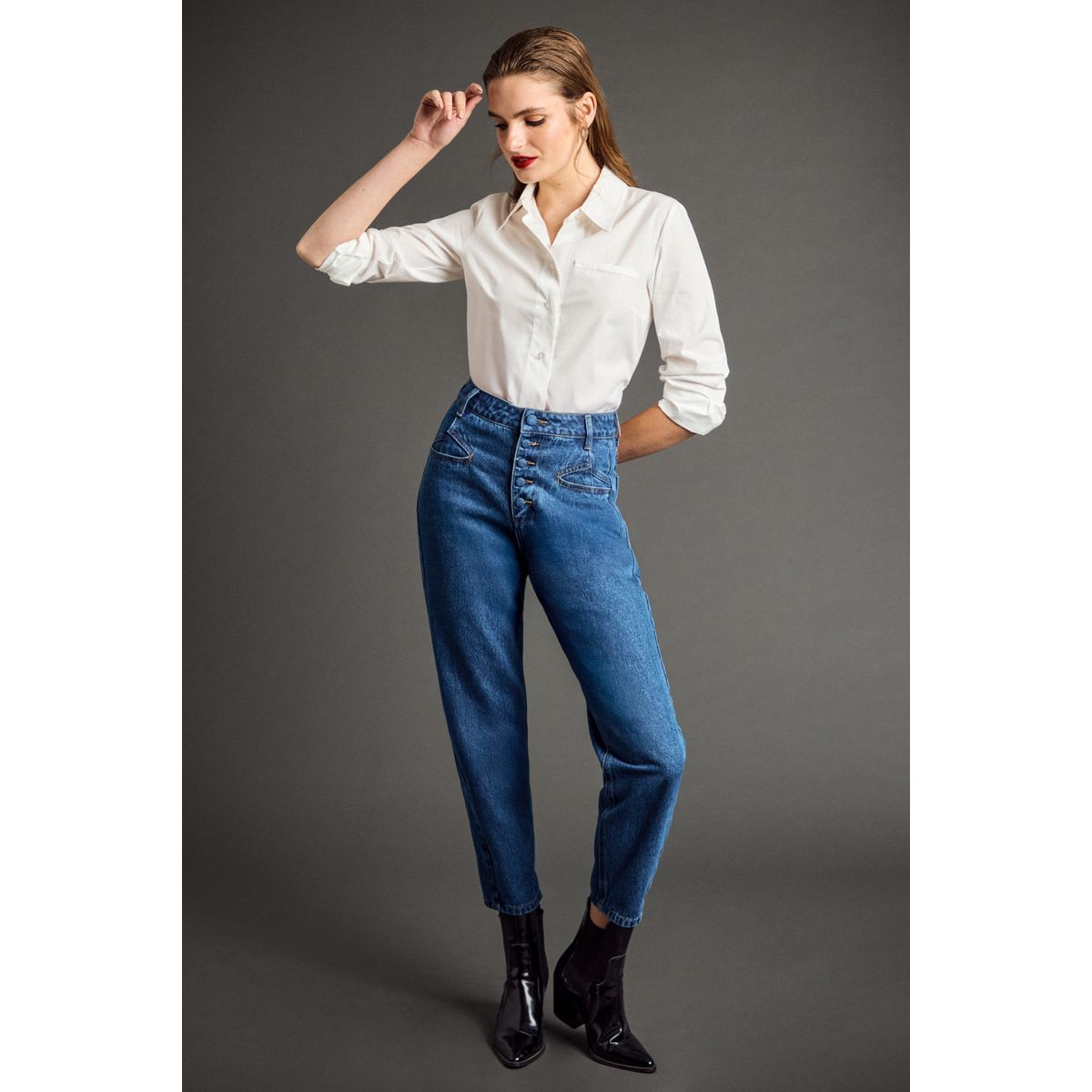 IO - Jeans Mom Mujer Azul Marino IO