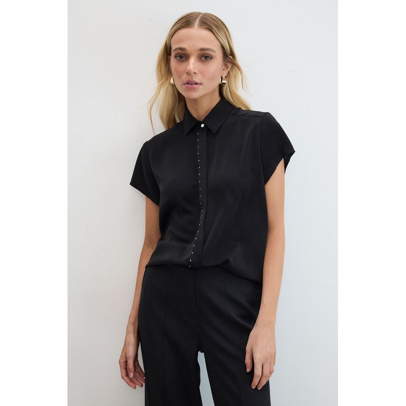 ASH - Blusas Manga Corta Mujer Negro Ash