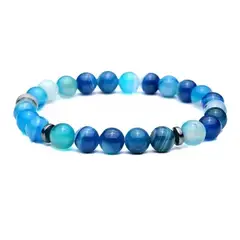 GENERICO - Pulsera Piedra Agata Azul Hombre Mujer Moda Royal Madriz