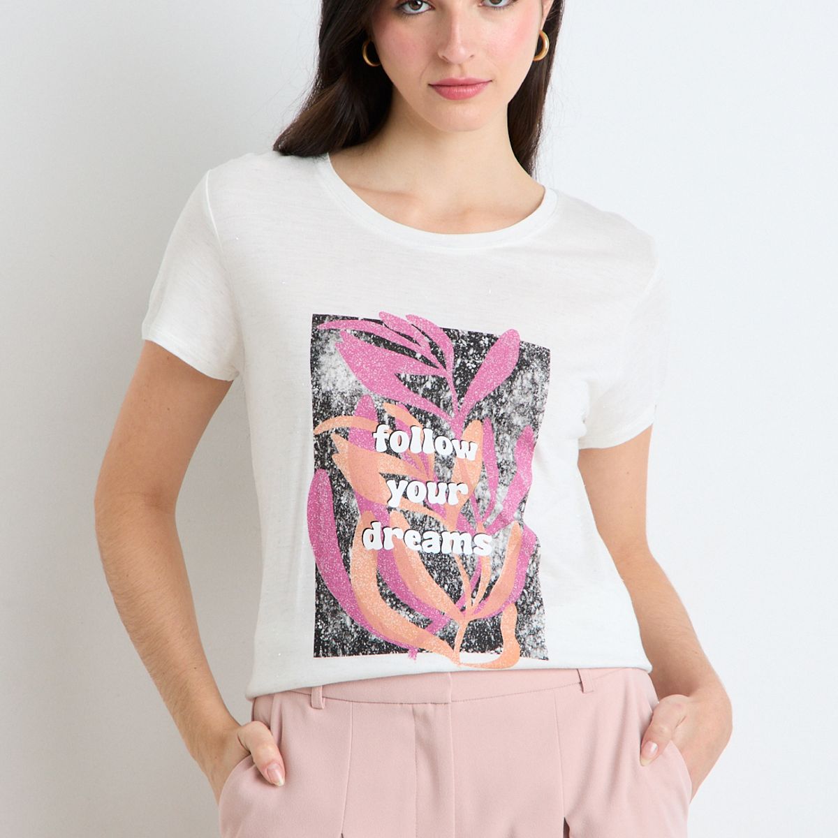 ASH - Polera Manga Corta Mujer Crudo Ash