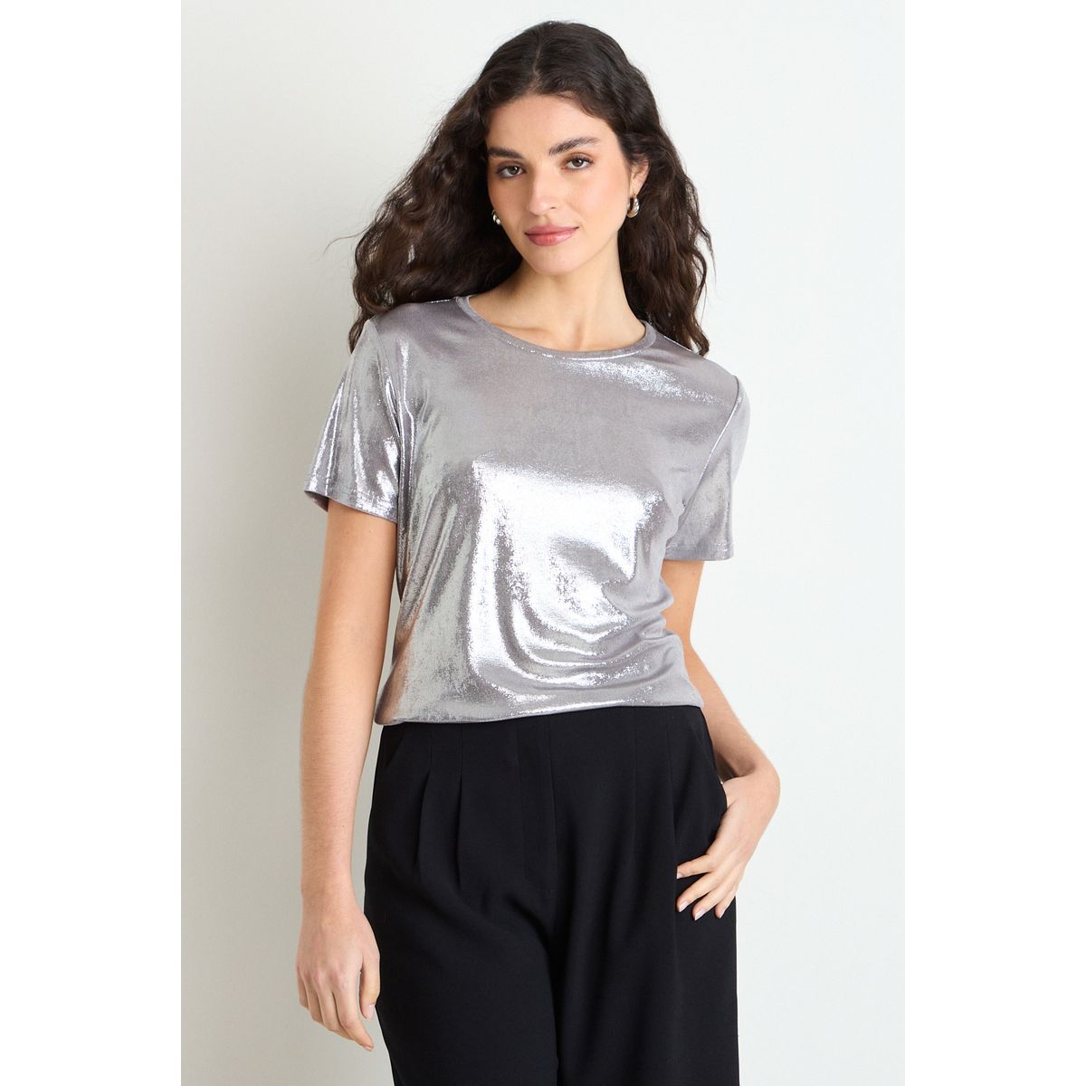 ASH - Polera Manga Corta Mujer Gris Ash