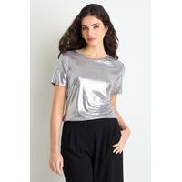 Polera Manga Corta Mujer Gris