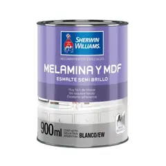 SHERWIN WILLIAMS - Esmalte para melamina y MDF blanco semibrillante 1/4 gal