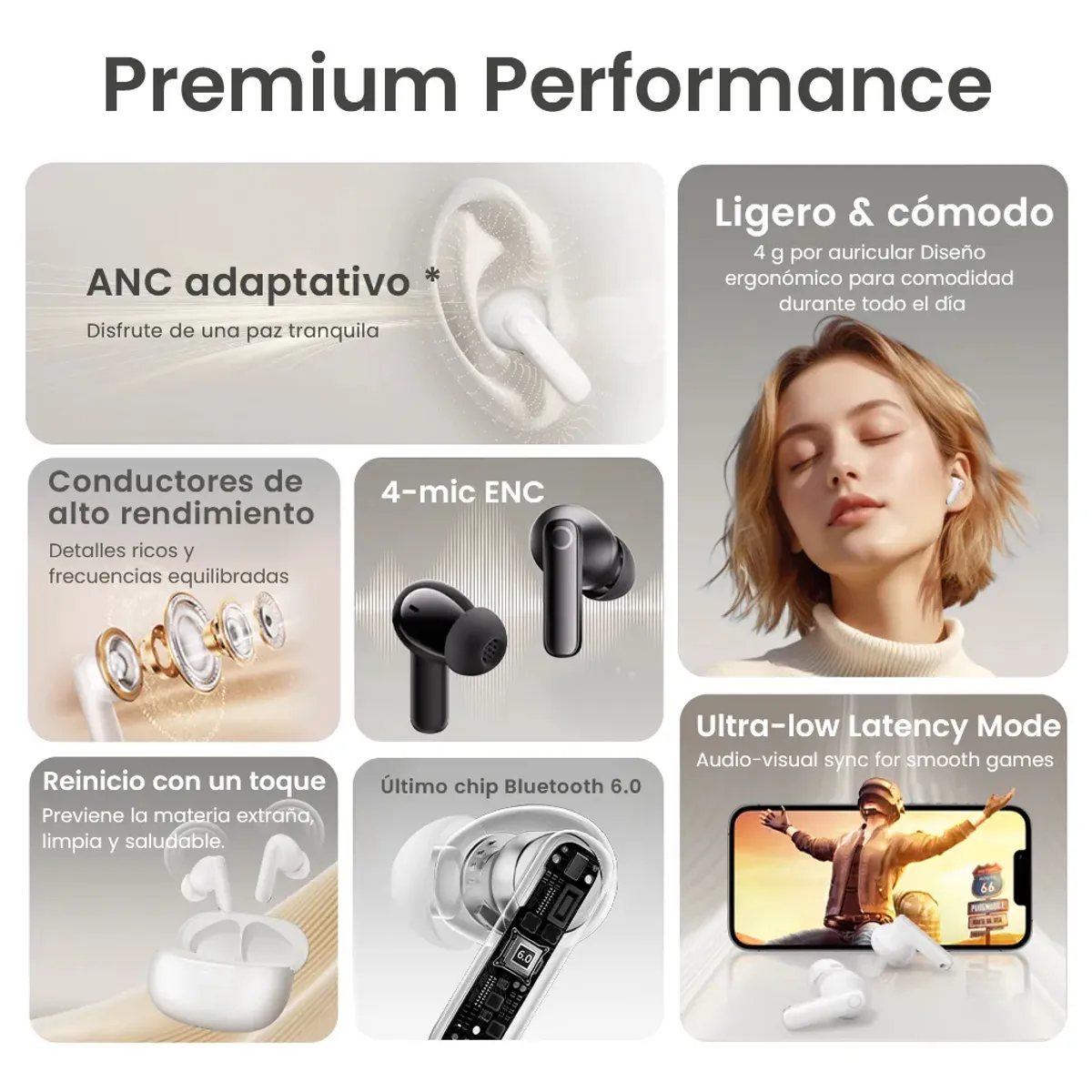 HAYLOU - Audífonos Inalámbricos Haylou HQ5 ANC & ENC Bluetooth 6.0 Cancelacion de Ruido