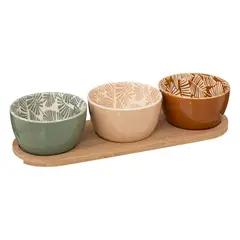 SECRET DE GOURMET - Set de Aperitivo con 3 Posillos y Tabla de Bamboo SecretDeGourmet