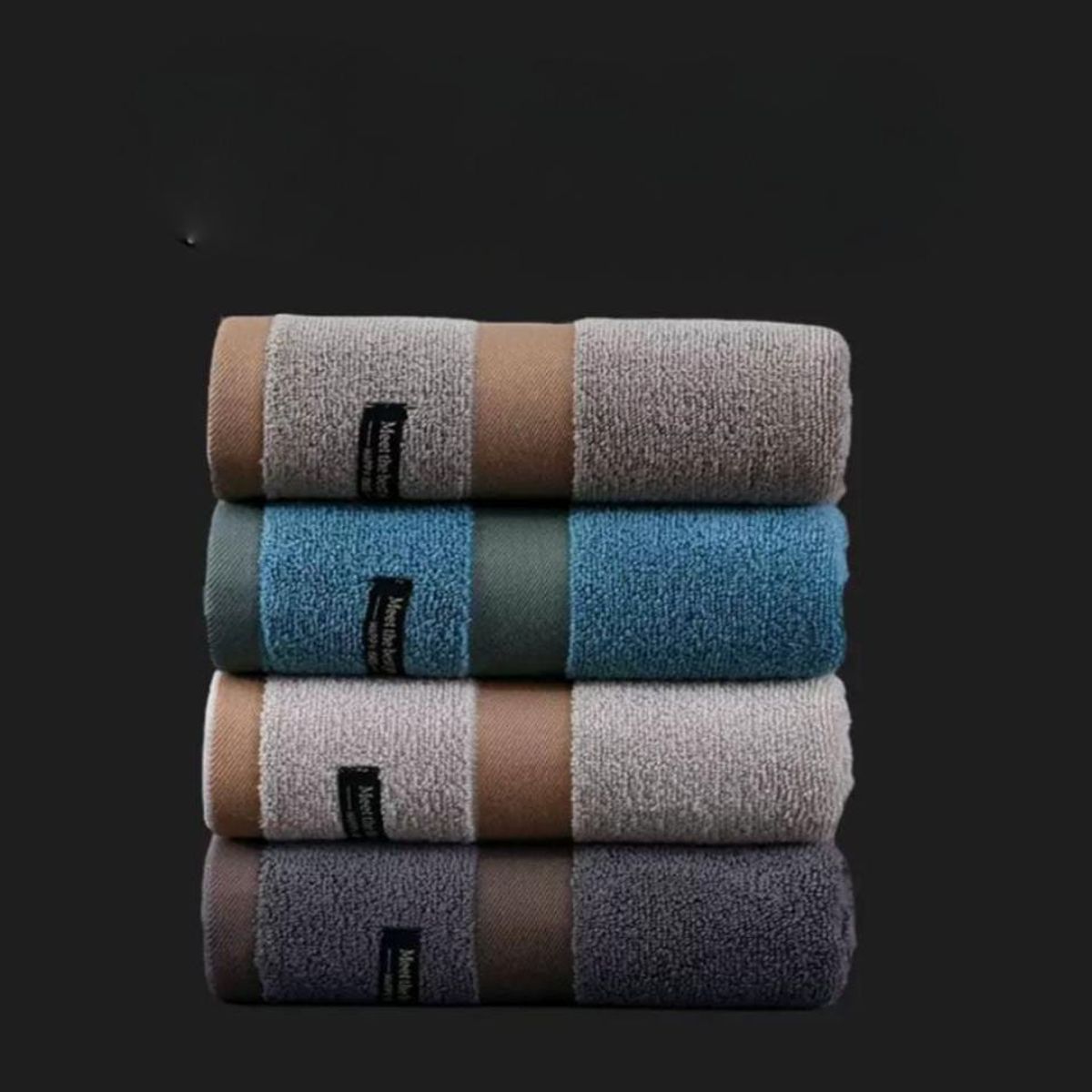 HOMEY - Pack De 2 Toallas De Poliester Diseño Liso Con Lineas70x140